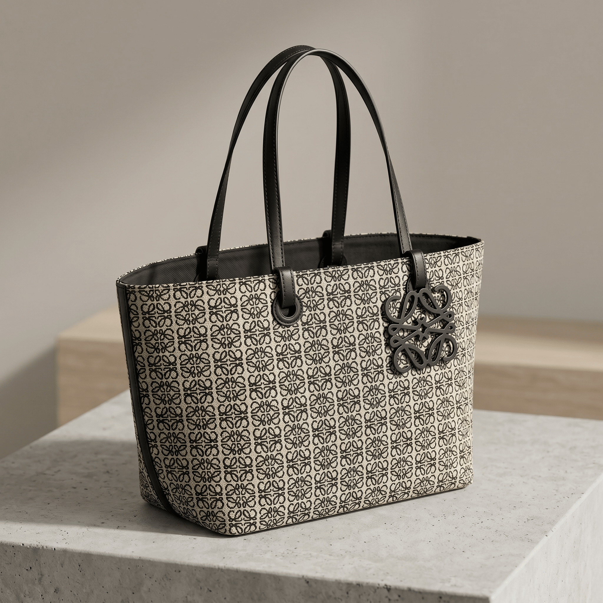 🖤 Loewe Anagram Black Canvas Tote Bag – Signature Luxury Shopper - MASTERPIECE