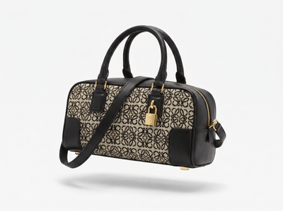 Loewe Anagram Canvas Boston Bag – Black & Sand 🖤✨ - MASTERPIECE