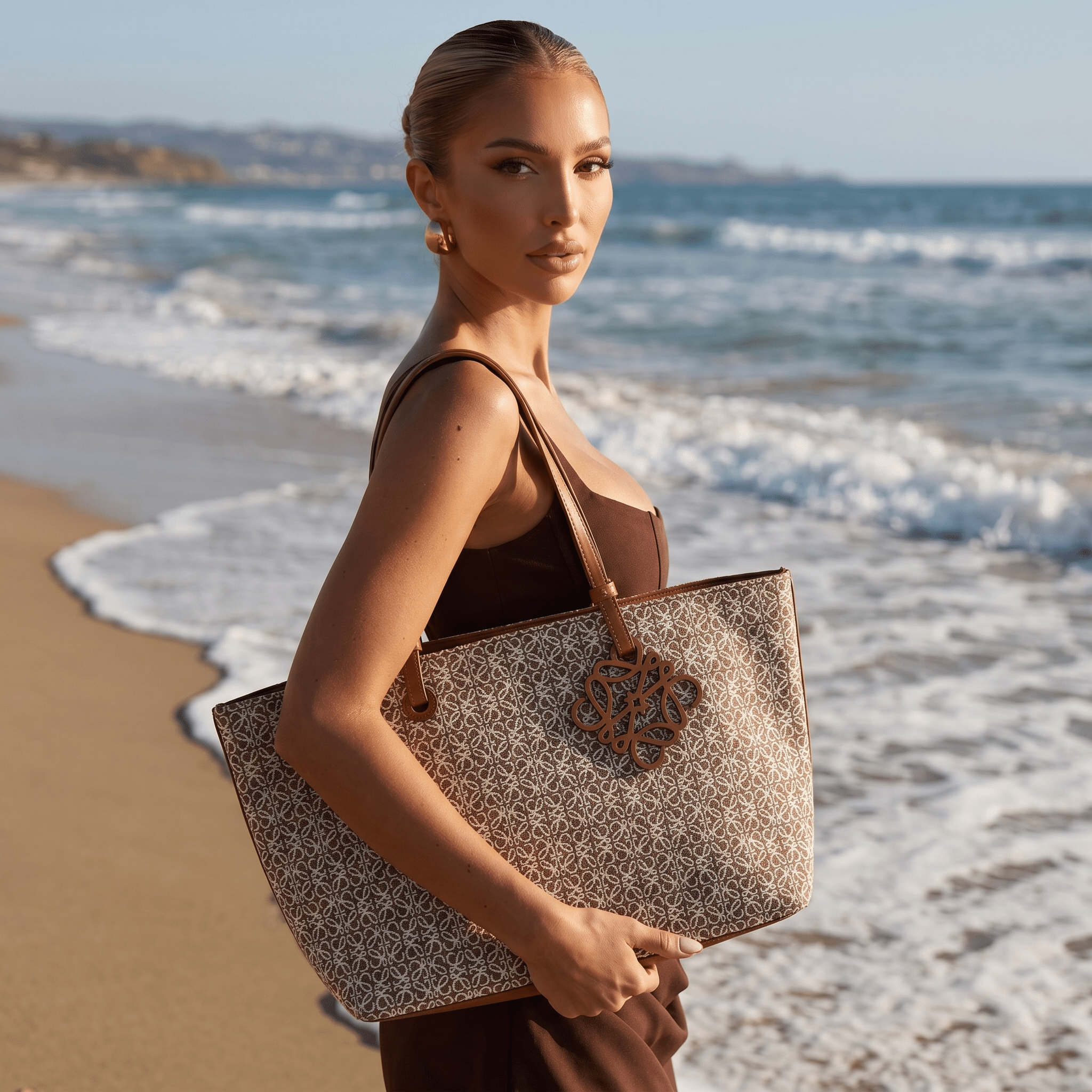 👜 Loewe Anagram Canvas Tote Bag – Luxury Beige Monogram Shopper - MASTERPIECE