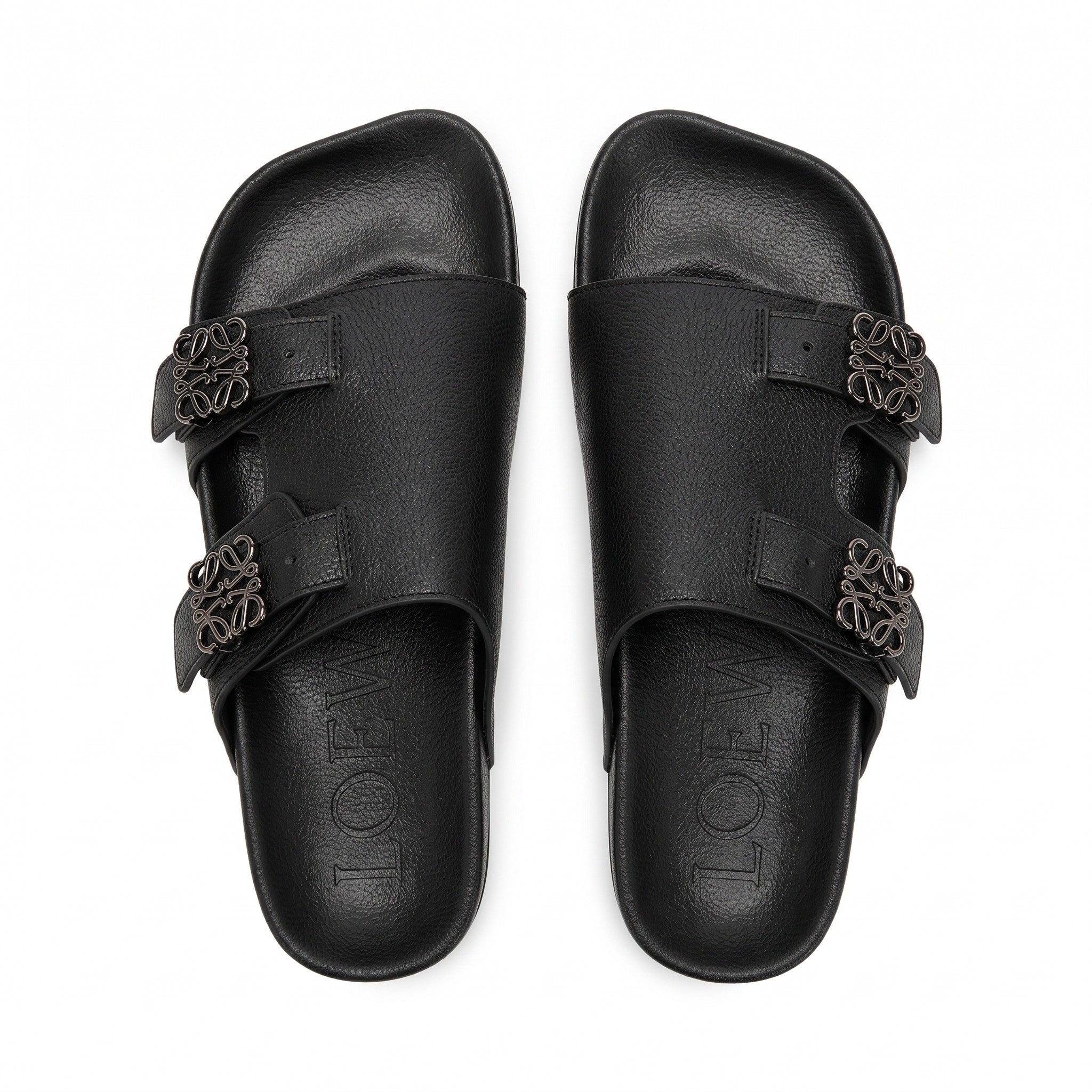 Loewe Anagram Double Buckle Slides – Black - MASTERPIECE