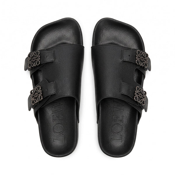 Loewe Anagram Double Buckle Slides – Black