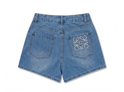 Loewe Anagram Embroidered Denim Shorts – Light Blue - MASTERPIECE
