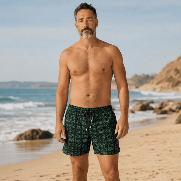 🩳 Loewe Anagram Swim Shorts – Black & Green Edition 🌊✨