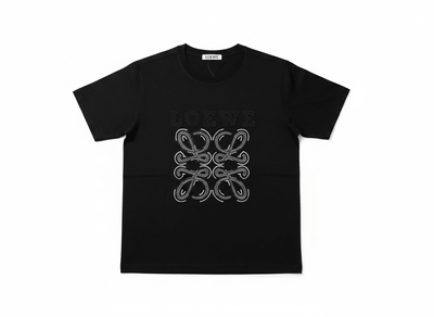 LOEWE Black Embellished Logo T-Shirt 🖤✨ Luxury Statement Edition - MASTERPIECE