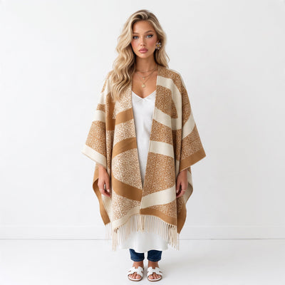 Loewe Cape – Beige Anagram Jacquard Fringe - MASTERPIECE