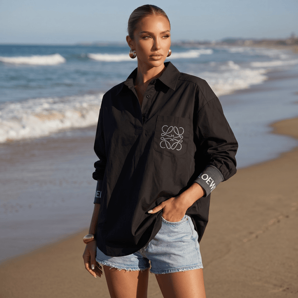 Loewe Embroidered Cotton Beach Shirt – Black 🖤🌊