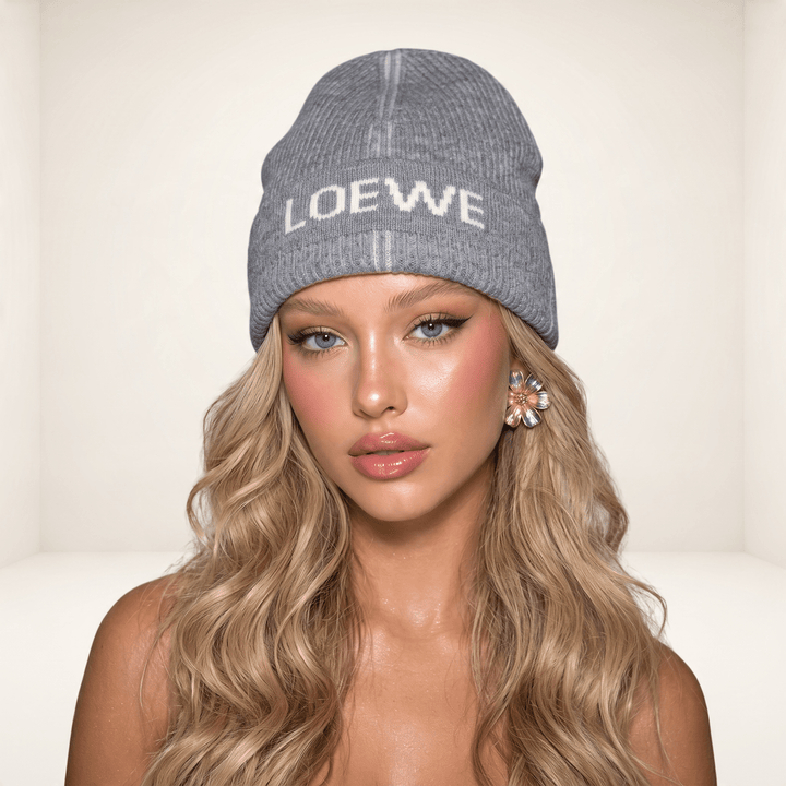Loewe Logo Knit Beanie — Grey