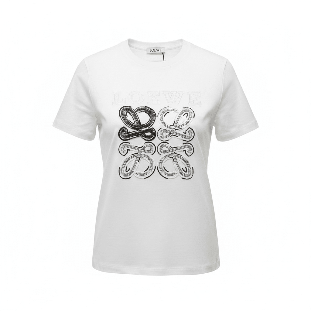 Loewe White Anagram T-Shirt 🤍✨ Contrast Logo Edition - MASTERPIECE