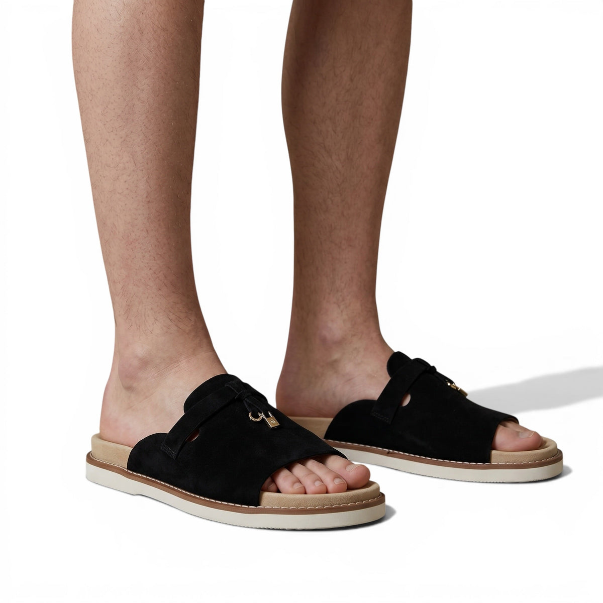 Loro Piana Black Comfort Slides 🖤✨ Luxury Summer Sandals for men - MASTERPIECE