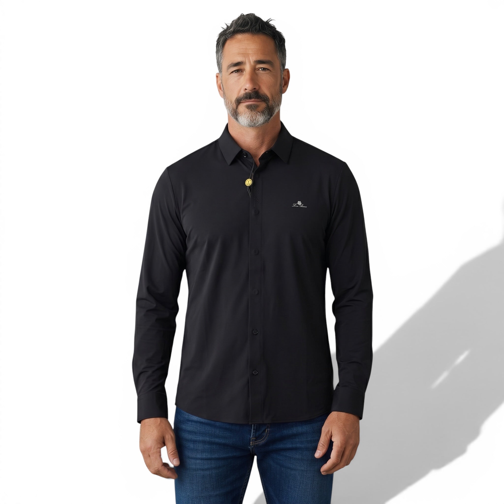 Loro Piana Black Long Sleeve Shirt 🖤✨ Minimal Luxury Fit - MASTERPIECE