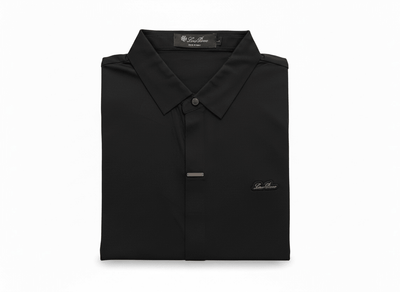 Loro Piana Black Minimal Polo Shirt 🖤✨ Modern Luxury Fit - MASTERPIECE