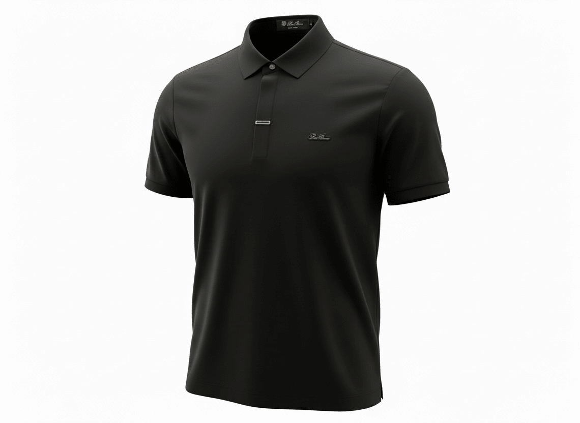 Loro Piana Black Minimal Polo Shirt 🖤✨ Modern Luxury Fit - MASTERPIECE