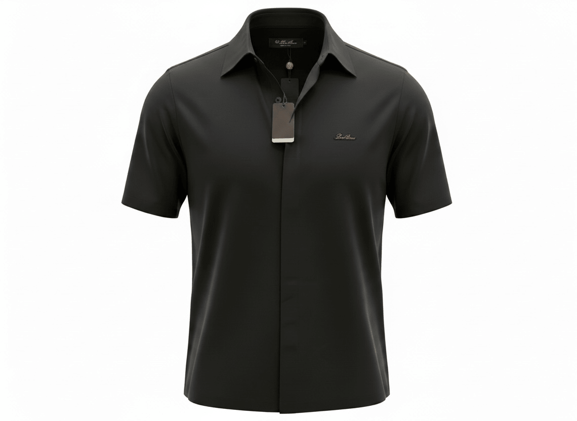 Loro Piana Black Minimal Polo Shirt 🖤✨ Modern Luxury Fit - MASTERPIECE