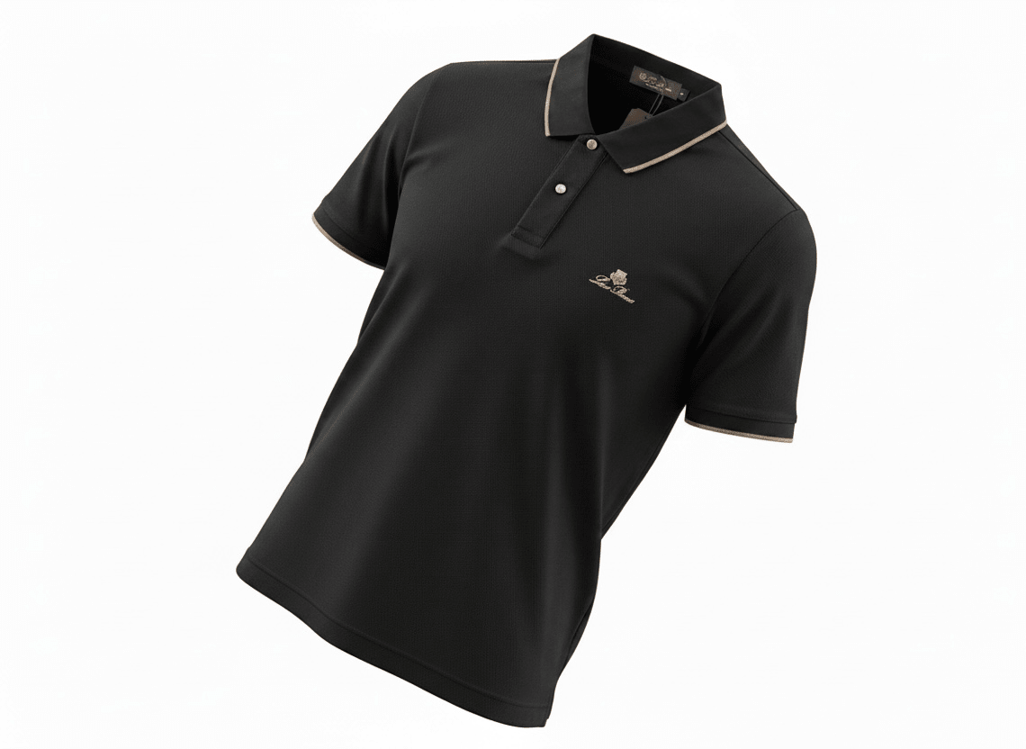 Loro Piana Black Textured Polo Shirt 🖤✨ Premium Classic Fit - MASTERPIECE