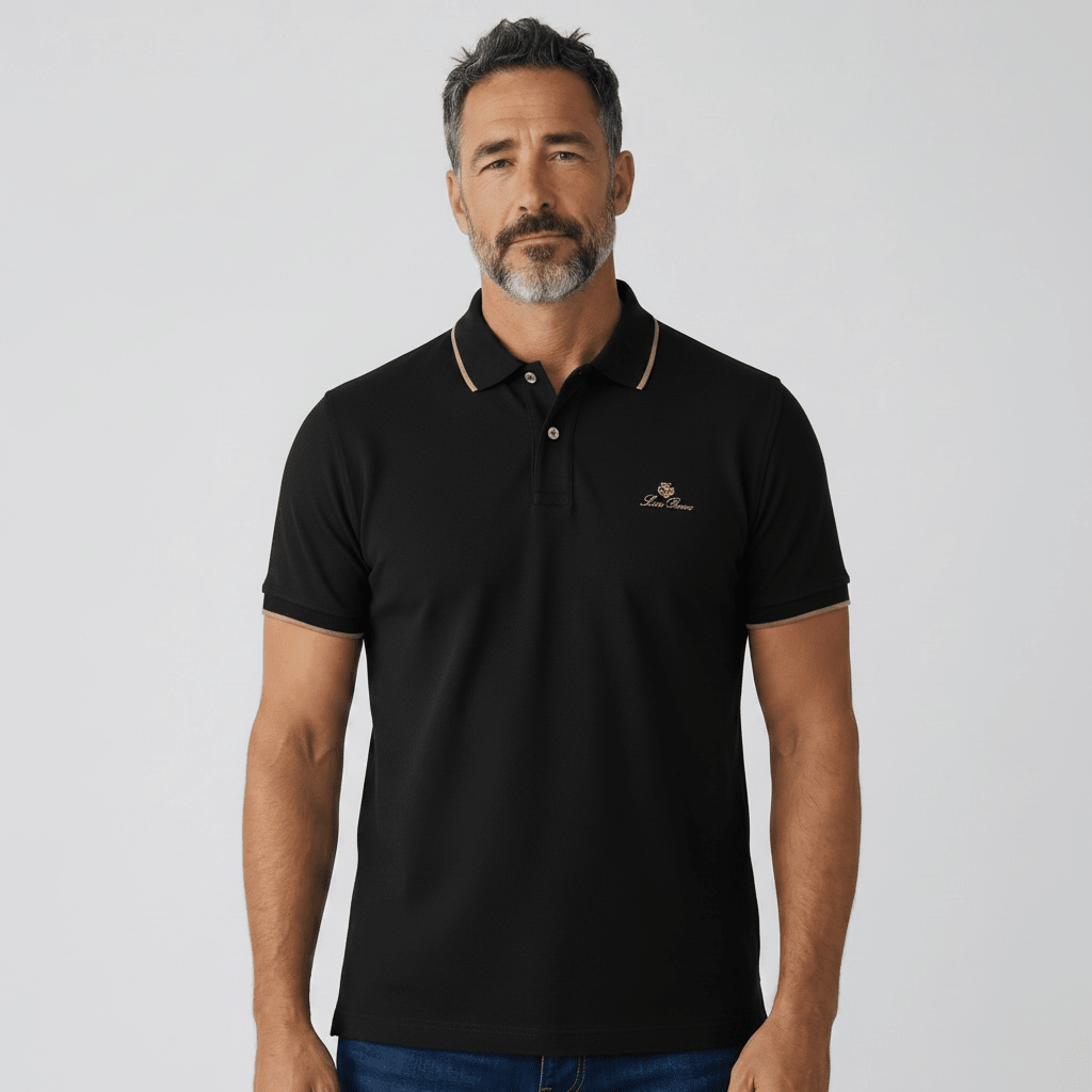 Loro Piana Black Textured Polo Shirt 🖤✨ Premium Classic Fit - MASTERPIECE