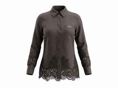🤎 Loro Piana Chocolate Brown Linen Lace Full Set – Shirt & Pants ✨ - MASTERPIECE