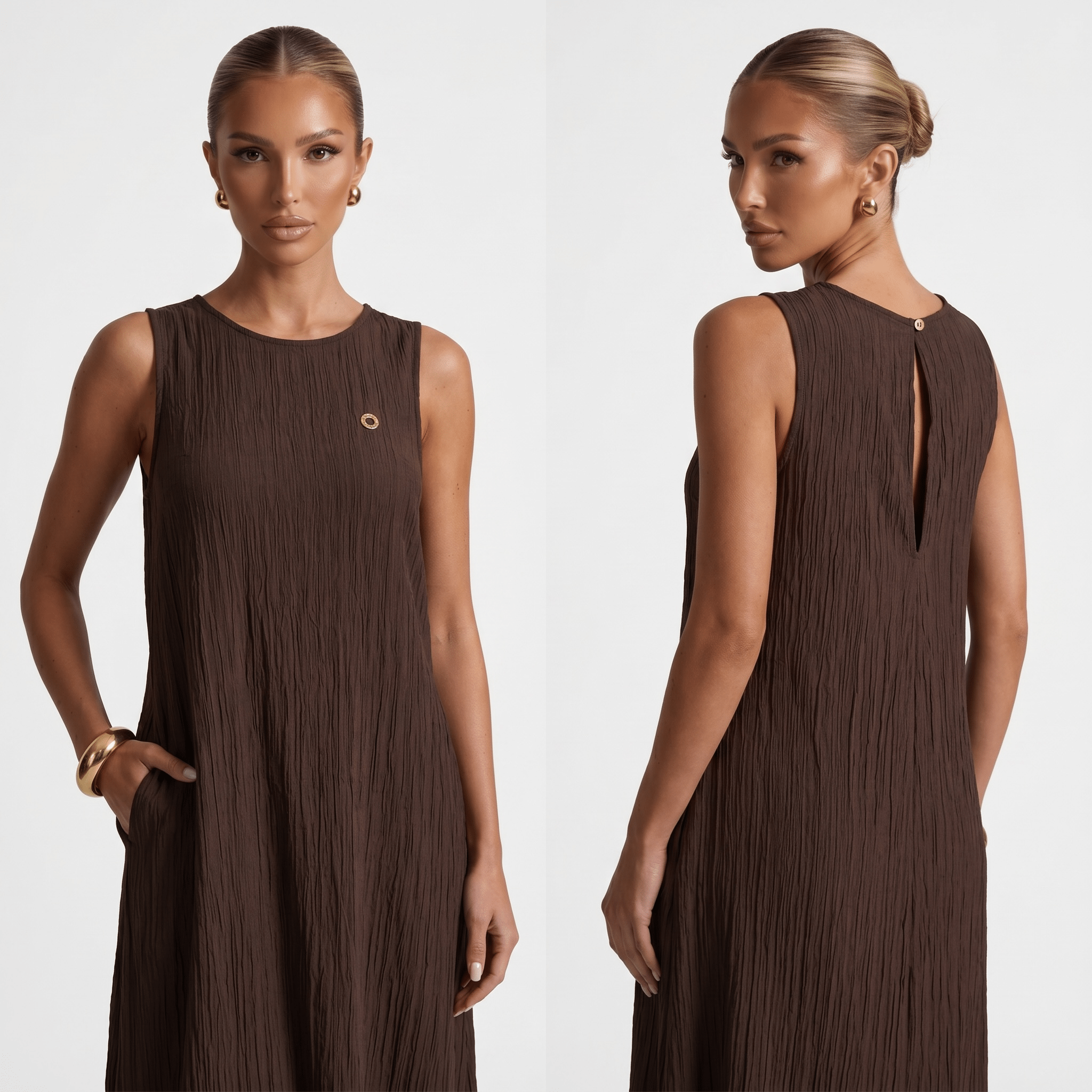 🤎 Loro Piana Chocolate Brown Sleeveless Maxi Dress ✨ one size - MASTERPIECE