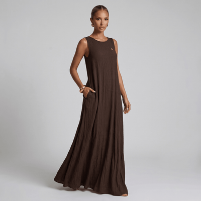 🤎 Loro Piana Chocolate Brown Sleeveless Maxi Dress ✨ one size - MASTERPIECE