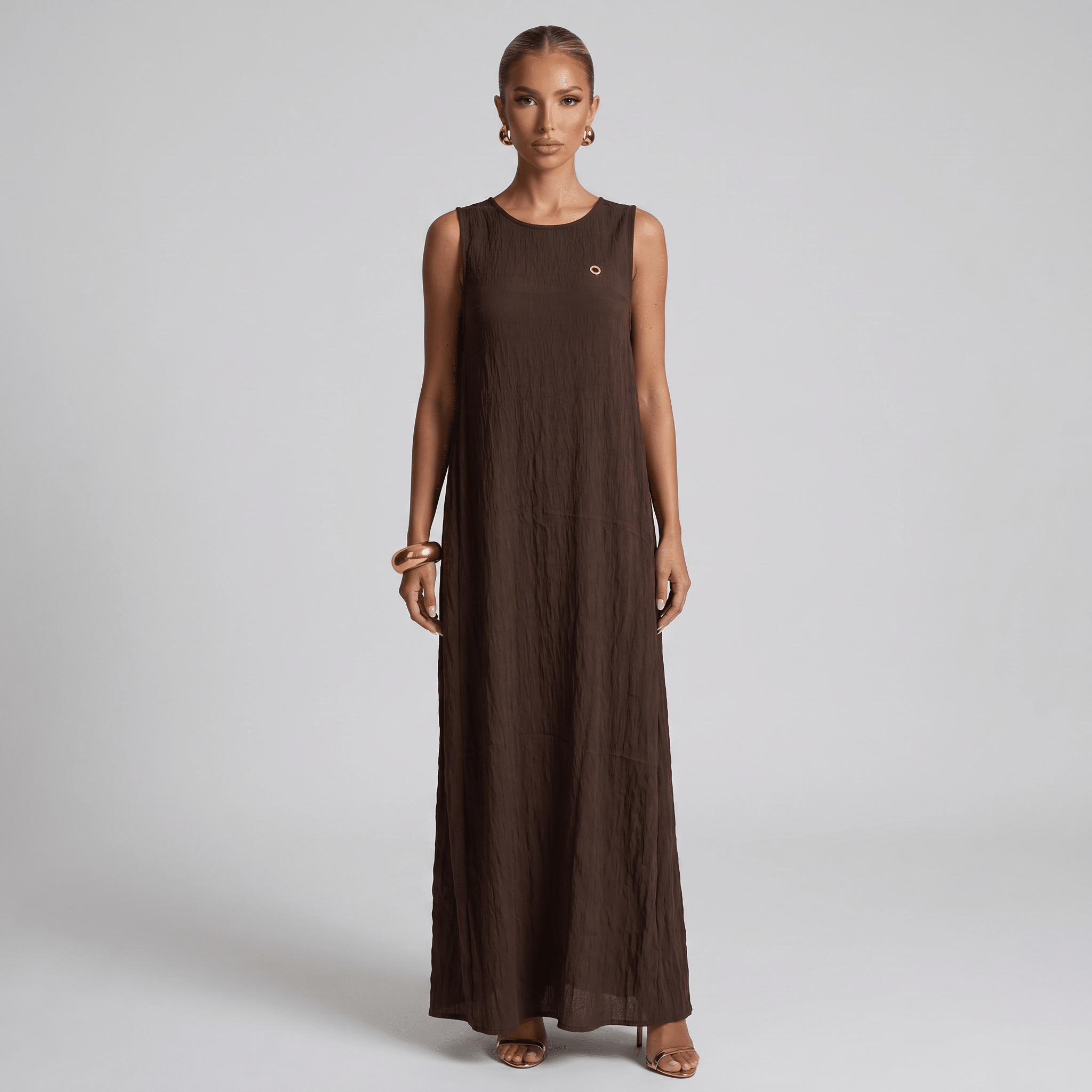 🤎 Loro Piana Chocolate Brown Sleeveless Maxi Dress ✨ one size - MASTERPIECE