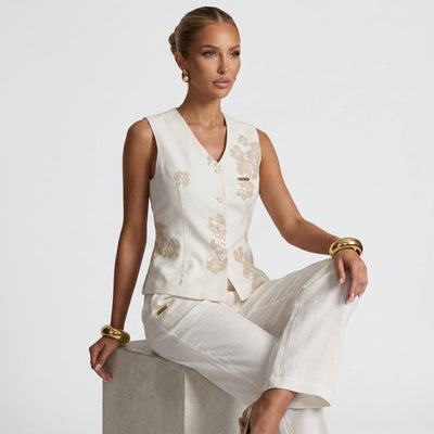 Loro Piana Embroidered Linen Co-Ord Set – Ivory White 🤍✨ - MASTERPIECE