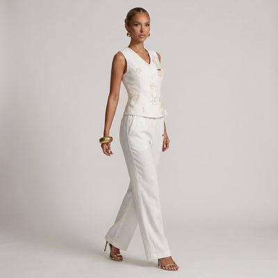 Loro Piana Embroidered Linen Co-Ord Set – Ivory White 🤍✨ - MASTERPIECE
