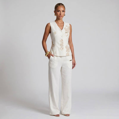 Loro Piana Embroidered Linen Co-Ord Set – Ivory White 🤍✨ - MASTERPIECE