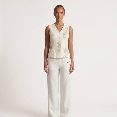Loro Piana Embroidered Linen Co-Ord Set – Ivory White 🤍✨ - MASTERPIECE