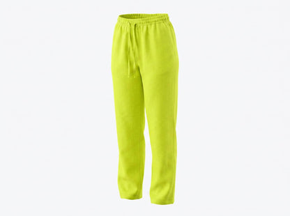 💚 Loro Piana Lime Green Linen Lace Full Set – Shirt & Wide-Leg Pants ✨ - MASTERPIECE