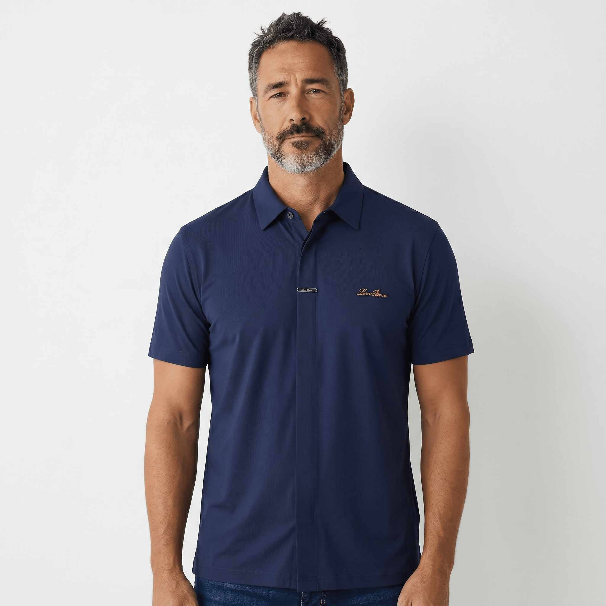 Loro Piana Navy Minimal Polo Shirt 🔵✨ Modern Luxury Fit - MASTERPIECE