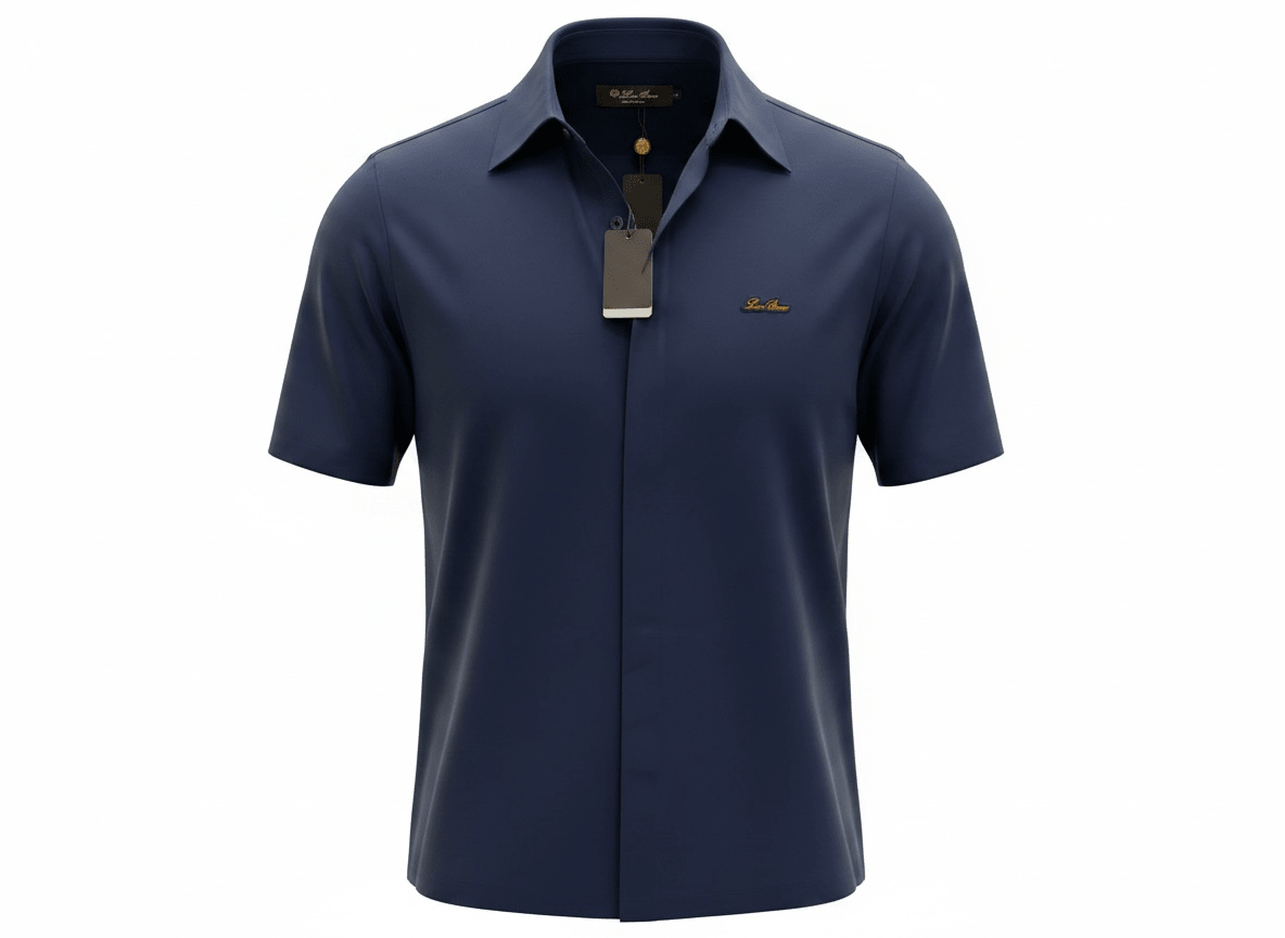 Loro Piana Navy Minimal Polo Shirt 🔵✨ Modern Luxury Fit - MASTERPIECE