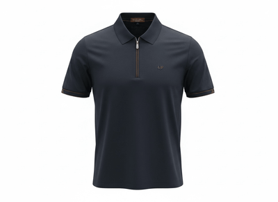 Loro Piana Navy Zip Polo Shirt 🔵✨ Luxury Half - Zip Signature Fit - MASTERPIECE