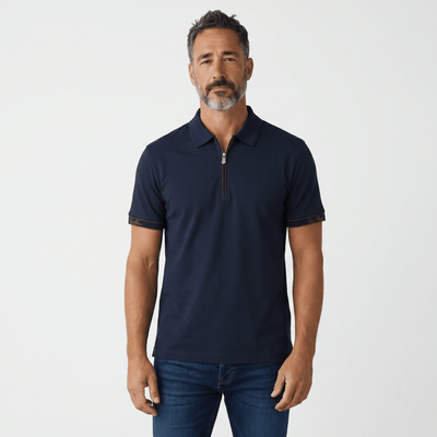 Loro Piana Navy Zip Polo Shirt 🔵✨ Luxury Half - Zip Signature Fit - MASTERPIECE