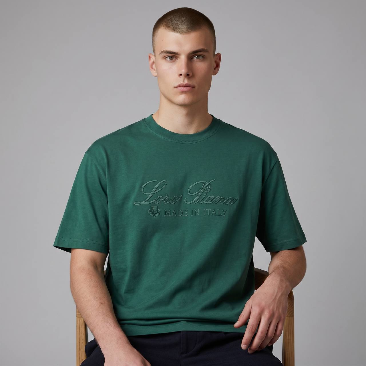 Loro Piana Oversized Signature Tee – Forest Green Luxury Edition 🌲✨ - MASTERPIECE