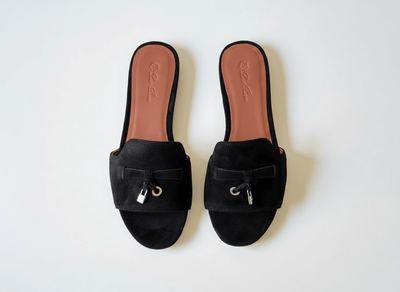 LORO PIANA Style Black Suede Slides 🖤✨ | Classic Minimal Edition - MASTERPIECE