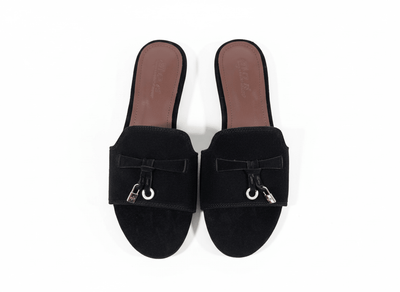 LORO PIANA Style Black Suede Slides 🖤✨ | Classic Minimal Edition - MASTERPIECE