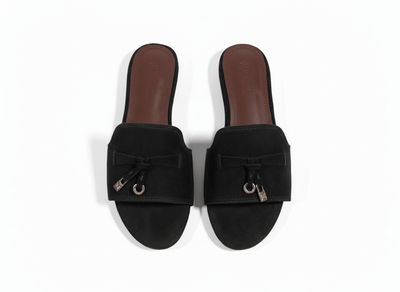 LORO PIANA Style Black Suede Slides 🖤✨ | Classic Minimal Edition - MASTERPIECE