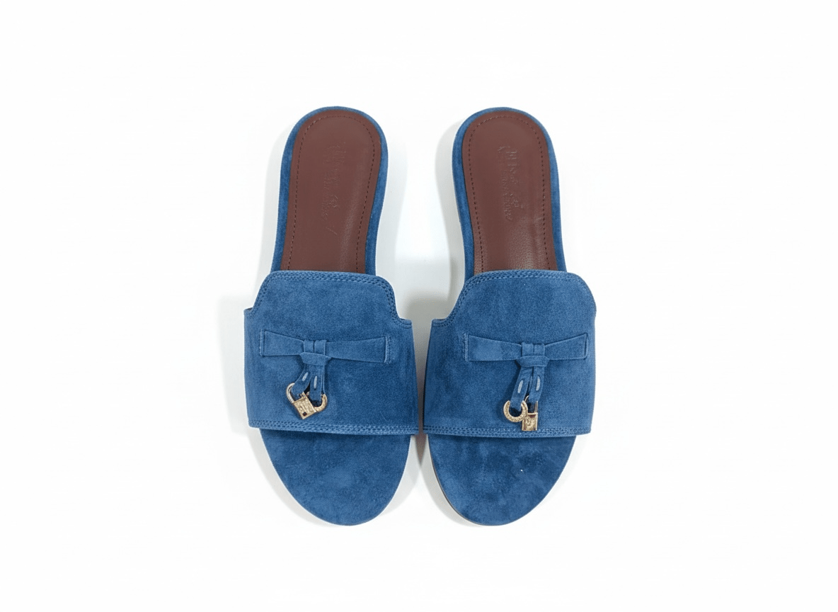 LORO PIANA Style Blue Suede Slides 💙✨ | Casual Luxury Edition - MASTERPIECE
