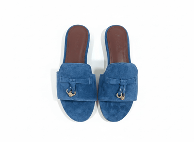 LORO PIANA Style Blue Suede Slides 💙✨ | Casual Luxury Edition - MASTERPIECE