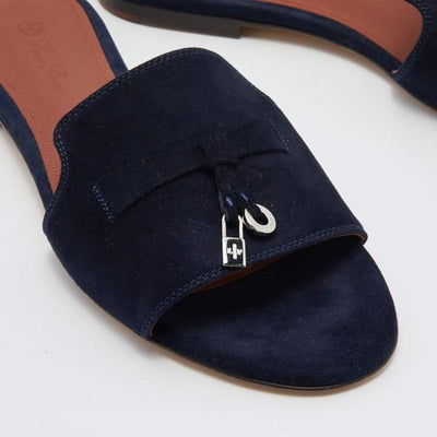 LORO PIANA Style Navy Suede Slides 💙✨ | Elegant Minimal Edition - MASTERPIECE