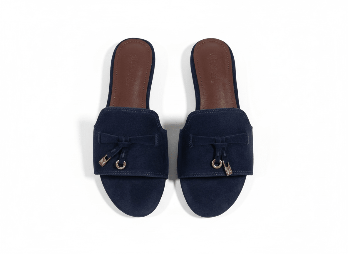 LORO PIANA Style Navy Suede Slides 💙✨ | Elegant Minimal Edition - MASTERPIECE