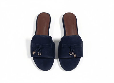 LORO PIANA Style Navy Suede Slides 💙✨ | Elegant Minimal Edition - MASTERPIECE
