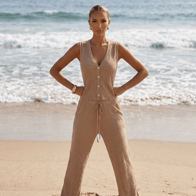 Loro Piana Textured Knit Co-Ord Set – Camel Beige 🤎✨ - MASTERPIECE