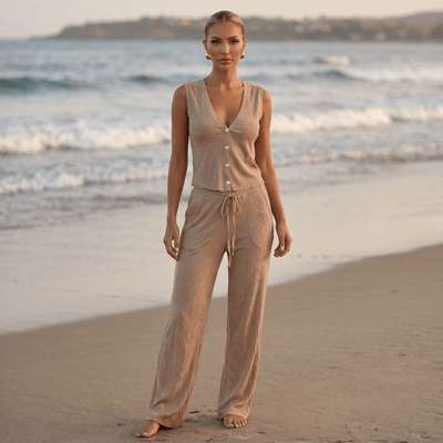 Loro Piana Textured Knit Co-Ord Set – Camel Beige 🤎✨ - MASTERPIECE