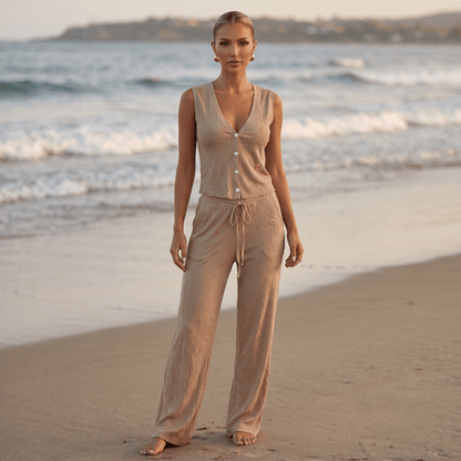 Loro Piana Textured Knit Co-Ord Set – Camel Beige 🤎✨ - MASTERPIECE