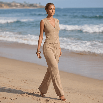 Loro Piana Textured Knit Co-Ord Set – Camel Beige 🤎✨ - MASTERPIECE