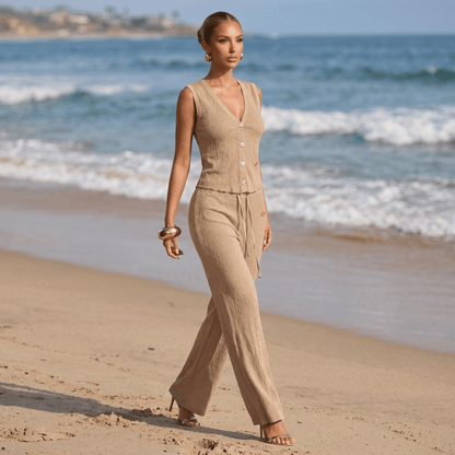 Loro Piana Textured Knit Co-Ord Set – Camel Beige 🤎✨ - MASTERPIECE