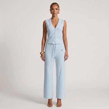 Loro Piana Textured Knit Co-Ord Set – Sky Blue 💙✨ - MASTERPIECE