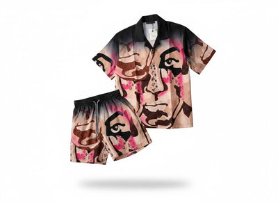 🎨 Louis Vuitton Artistic Face Print Set – Statement Summer Co - Ord 🔥🩳 - MASTERPIECE