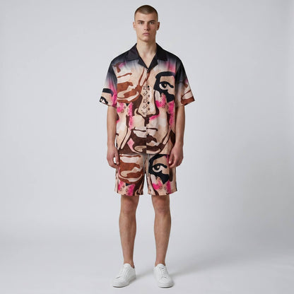 🎨 Louis Vuitton Artistic Face Print Set – Statement Summer Co - Ord 🔥🩳 - MASTERPIECE