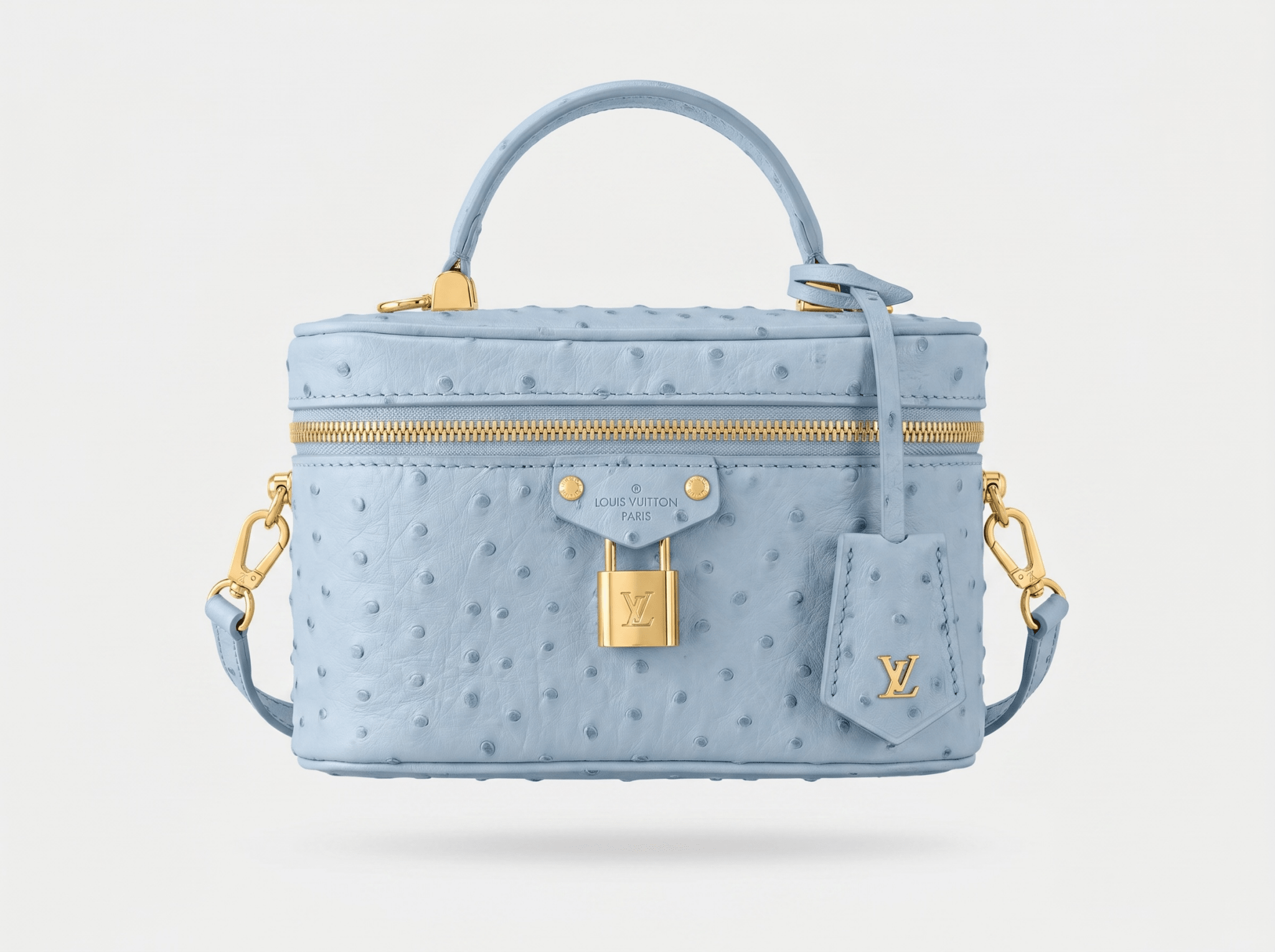 Louis Vuitton Baby Blue Ostrich-Effect Vanity Case Bag 🩵✨👜🔐 - MASTERPIECE